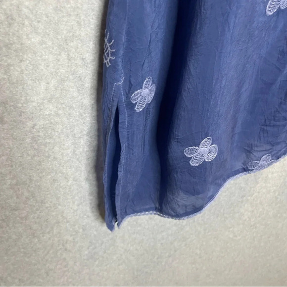 Johnny Was Embroidered Floral Blue Boho Tunic Top - Picture 2 of 7